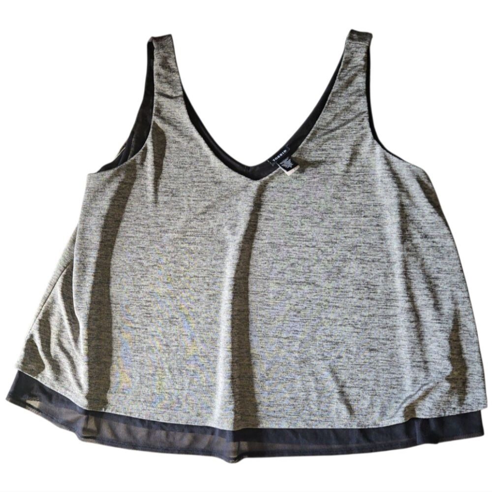 Torrid Heather Gray and Black V-Neck Tank -2x